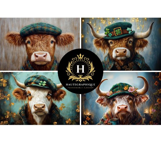Irish Highland Cows Collage Decoupage Seidenpapier