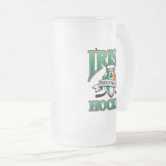 Irish Hockey Frosted Glass Beer Mug Mattglas Bierglas (VorderseiteRechts)