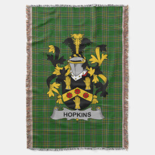 Irish Hopkins Coat of Arms Familienwappen Irland Decke