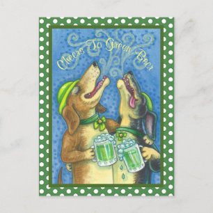 IRISH HOUND HUNGS, ST. PATRICK'S DAY BIER POSTCARD POSTKARTE