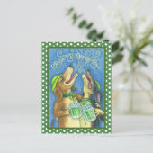 IRISH HOUND HUNGS, ST. PATRICK'S DAY BIER POSTCARD POSTKARTE (Stehend Vorderseite)