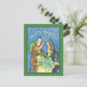 IRISH HOUND HUNGS, ST. PATRICK'S DAY BIER POSTCARD POSTKARTE (Stehend Vorderseite)