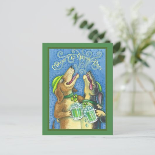 IRISH HOUND HUNGS, ST. PATRICK'S DAY BIER POSTCARD POSTKARTE (Stehend Vorderseite)