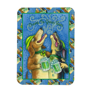 IRISH HOUND HUNGS, ST. PATRICK'S DAY GREEN BIER MAGNET