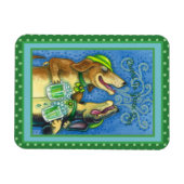 IRISH HOUND HUNGS, ST. PATRICK'S DAY GREEN BIER MAGNET (Horizontal)