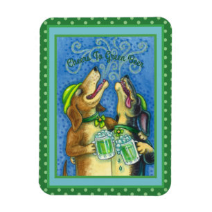 IRISH HOUND HUNGS, ST. PATRICK'S DAY GREEN BIER MAGNET