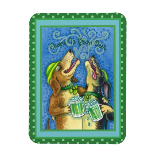IRISH HOUND HUNGS, ST. PATRICK'S DAY GREEN BIER MAGNET (Vertikal)