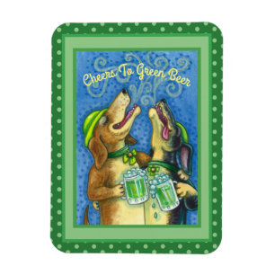 IRISH HOUND HUNGS, ST. PATRICK'S DAY GREEN BIER MAGNET