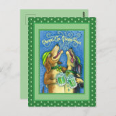 IRISH HOUND HUNGS, ST. PATRICK'S DAY GREEN BIER POSTKARTE (Vorne/Hinten)