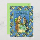 IRISH HOUND HUNGS, ST. PATRICK'S DAY GREEN BIER POSTKARTE (Vorne/Hinten)