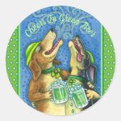 IRISH HOUND HUNGS, ST. PATRICK'S DAY GREEN BIER RUNDER AUFKLEBER (Vorderseite)