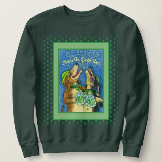 IRISH HOUND HUNGS, ST. PATRICK'S DAY GREEN BIER SWEATSHIRT (Design vorne)