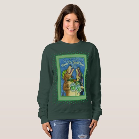 IRISH HOUND HUNGS, ST. PATRICK'S DAY GREEN BIER SWEATSHIRT (Vorne ganz)