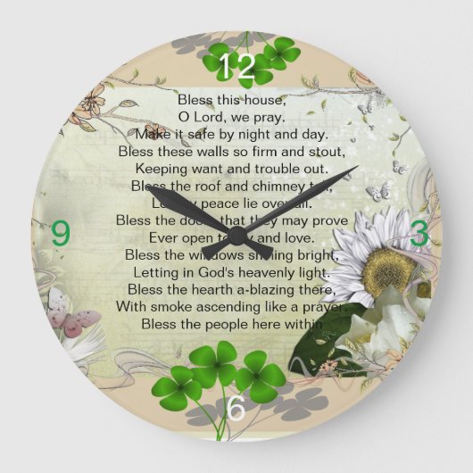 Irish House Blessing-Uhr Große Wanduhr (Vorderseite)