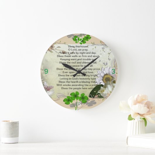 Irish House Blessing-Uhr Große Wanduhr (Zuhause)