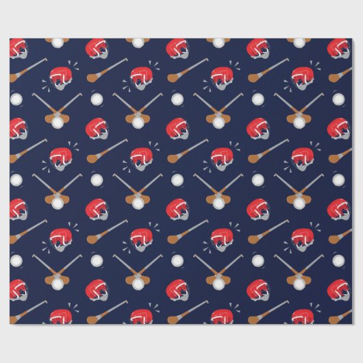 Irish Hurling Helmets und Hurleys Pattern Geschenkpapier (Flach)