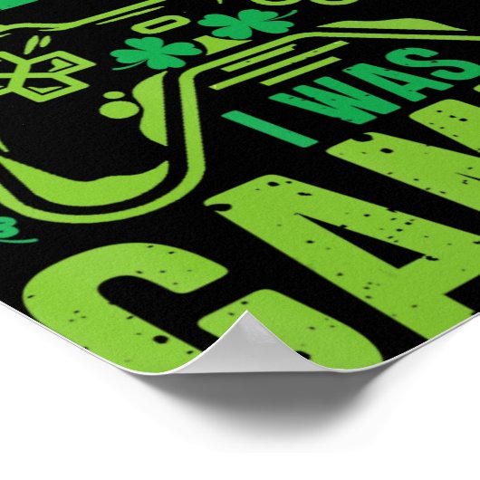 Irish I Gaming Fun St Patricks Day Video Game Poster (Ecke)