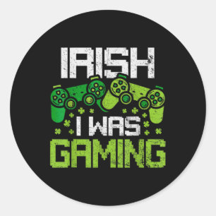 Irish I Gaming Funny St Patricks Day Gamer Boy Runder Aufkleber