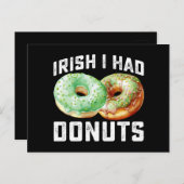 Irish I Had Donuts Lovers Funny St Patrick's Day Postkarte (Vorne/Hinten)