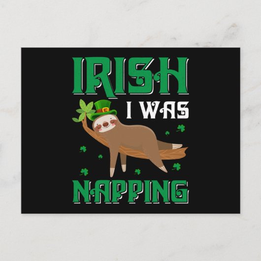 Irish I Napping Sloth St Patricks Day Postkarte (Vorderseite)