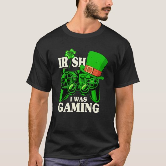 Irish I Was Gaming Controller Boys Gamer St Patric T-Shirt (Vorderseite)
