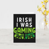 Irish I Was Gaming Funny St Patricks Day Gamer Boy Karte (Gelbe Blume)