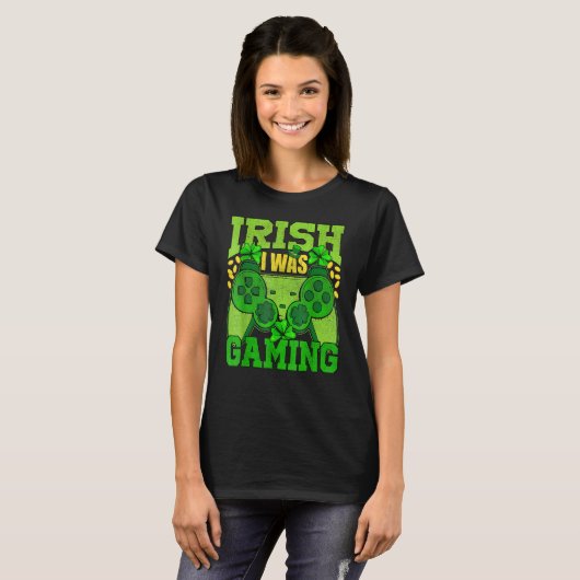 Irish I Was Gaming Funny St Patricks Day Gamer Boy T-Shirt (Vorne ganz)