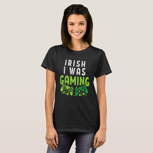 Irish I Was Gaming Funny St Patricks Day Gamer Boy T-Shirt (Vorne ganz)