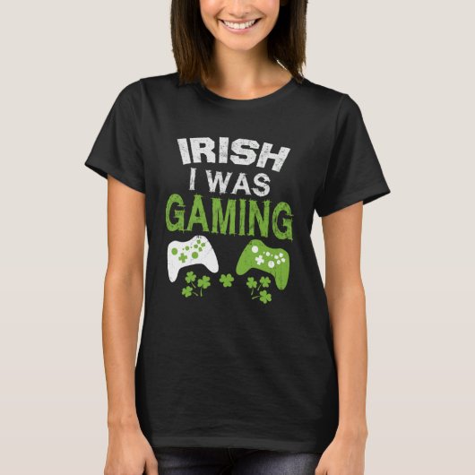Irish I Was Gaming  St Patricks Day Gamer Boys Men T-Shirt (Vorderseite)