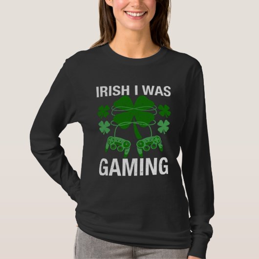 Irish I Was Gaming St Patricks Day Gamer Boys Men T-Shirt (Vorderseite)