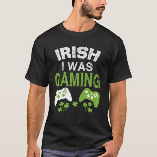 Irish I Was Gaming St Patricks Day Gamer Boys Men T-Shirt (Vorderseite)