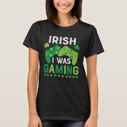 Irish I Was Gaming St Saint Patricks Day Gamer Boy T-Shirt (Vorderseite)