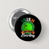 Irish Ich spielte Bowling Shamrocks Sankt Patric Button (Vorne & Hinten)