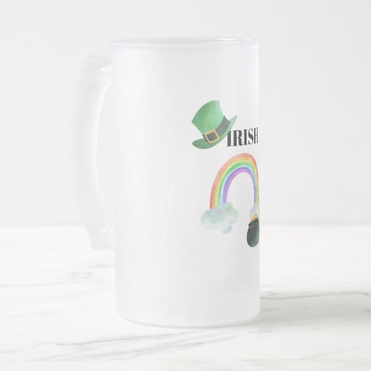 *~* IRISH IRLAND Patriot Rainbow Pot Gold Mattglas Bierglas (Vorderseite Links)