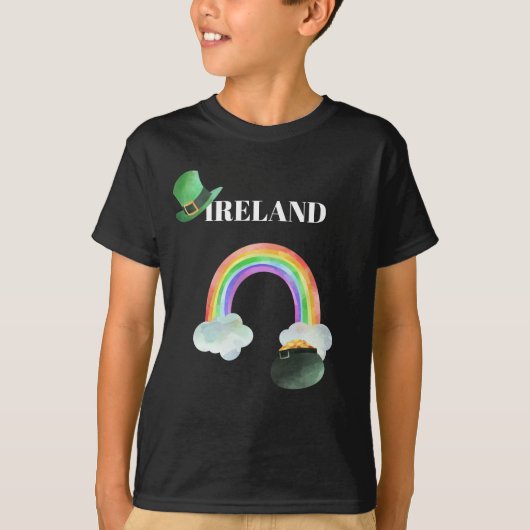 *~* IRISH IRLAND Rainbow Pot of Gold Boy T - Shirt (Vorderseite)