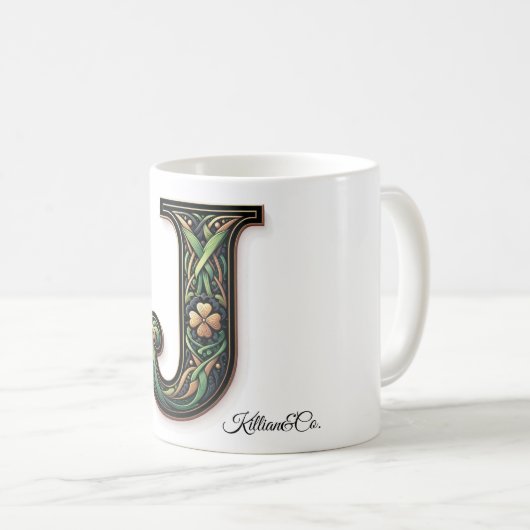 Irish J Monogram Coffee Mug Kaffeetasse (VorderseiteRechts)