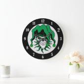 Irish Jester Skull Große Wanduhr (Zuhause)