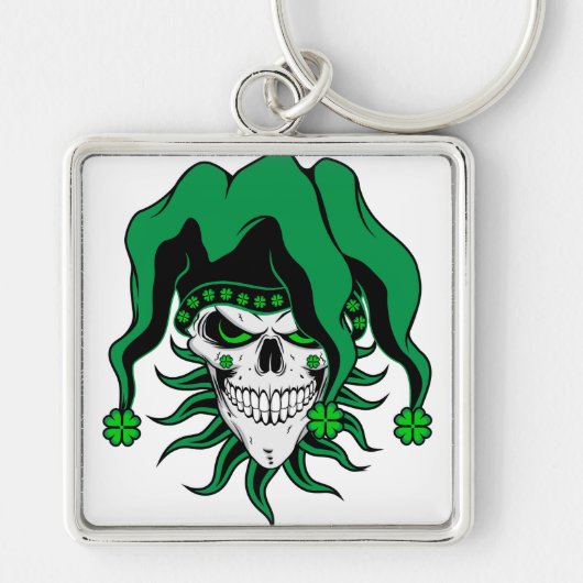 Irish Jester Skull Schlüsselanhänger (Vorne)