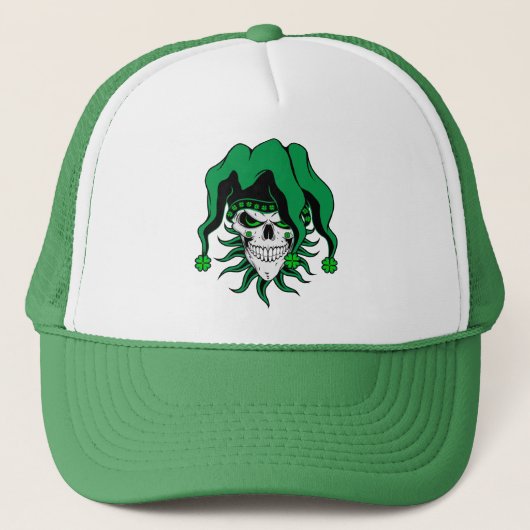 Irish Jester Skull Truckerkappe (Vorderseite)