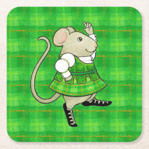 IRISH JIG MAUS Quadratform Untersetzer aus Papier