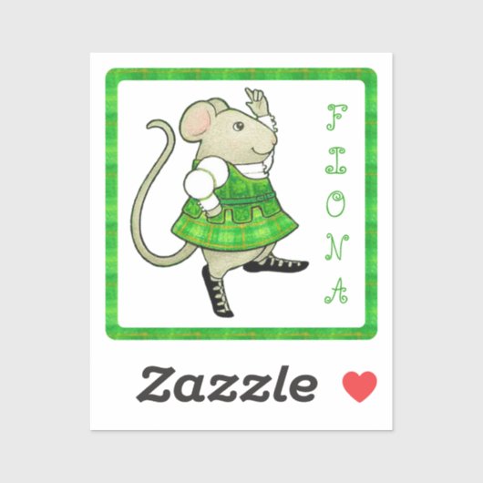 IRISH JIG MOUSE 2" Vinyl Sticker + Text (Blatt)