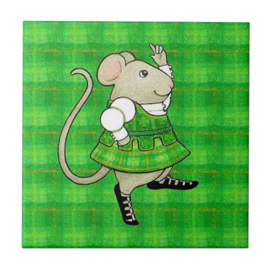 IRISH JIG MOUSE 4.25x4.25 Keramik Tile Fliese (Vorderseite)