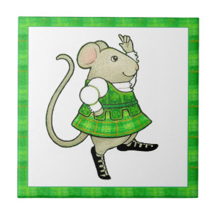 IRISH JIG MOUSE 4.25x4.25 Keramik Tile II Fliese