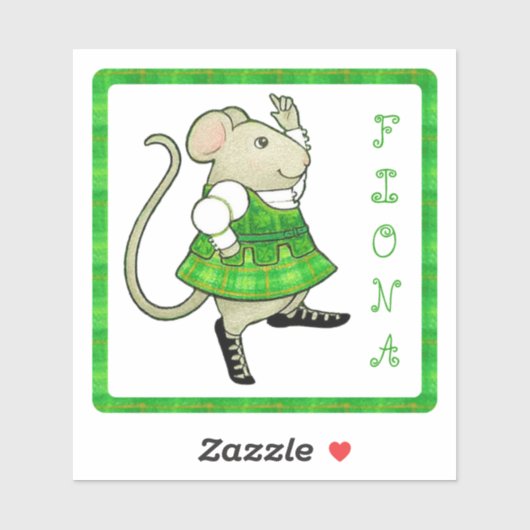 IRISH JIG MOUSE 4" Vinyl Sticker + Text (Blatt)