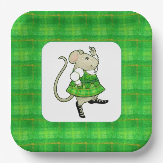 IRISH JIG MOUSE 9" Teller auf dem 9" Square Paper (Vorderseite)