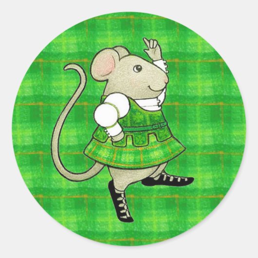 IRISH JIG MOUSE große runde Sticker (Vorderseite)