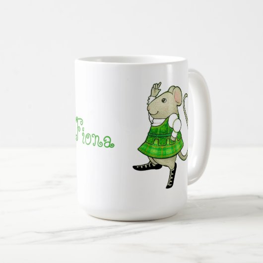 IRISH JIG MOUSE hohe weiße Tasse + Text (VorderseiteRechts)