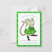 IRISH JIG MOUSE St. Patrick's 3.5x2.5 Flachkarte Mitteilungskarte (Vorderseite)