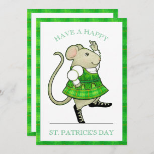 IRISH JIG MOUSE St. Patrick's Day 12x18 Flat Card Feiertagskarte