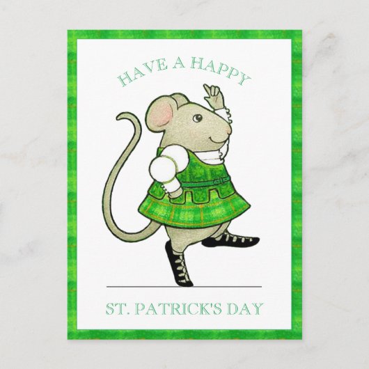 IRISH JIG MOUSE St. Patrick's Day Postcard Postkarte (Vorderseite)